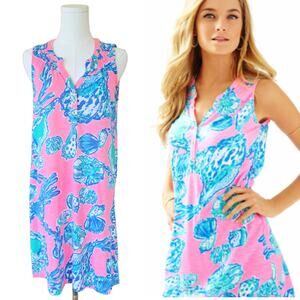 LILLY PULTZER Essie Sleeveless Mini Dress Pink Pout Barefoot Princess Shells XS
